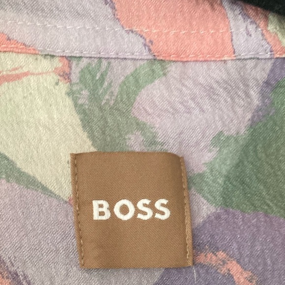 BOSS Hugo Boss Top Abstract Pastel Print Barry Shirt V Neck Blouse Oversized - Picture 6 of 12
